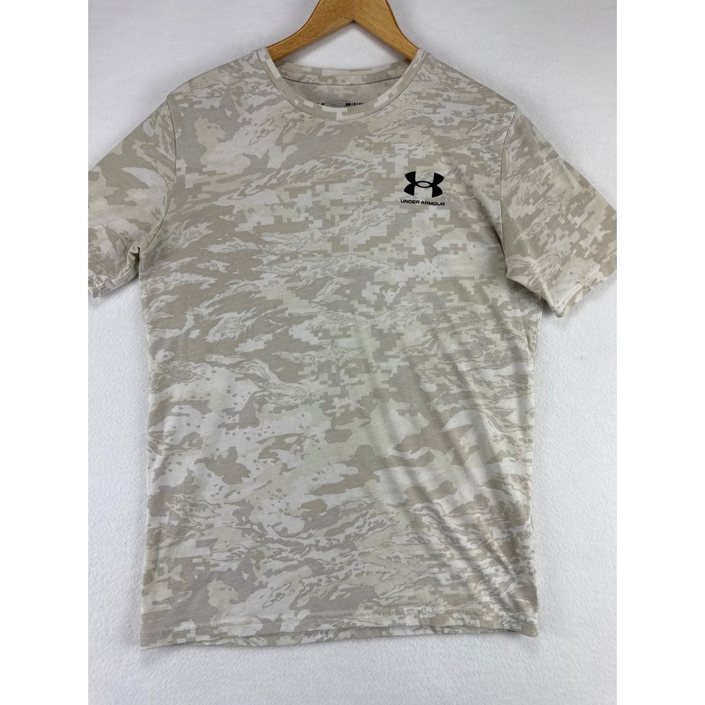 Under Armour T-Shirt Kids Small White Digital Camo Loose‎ Fit Short Sleeve Tee